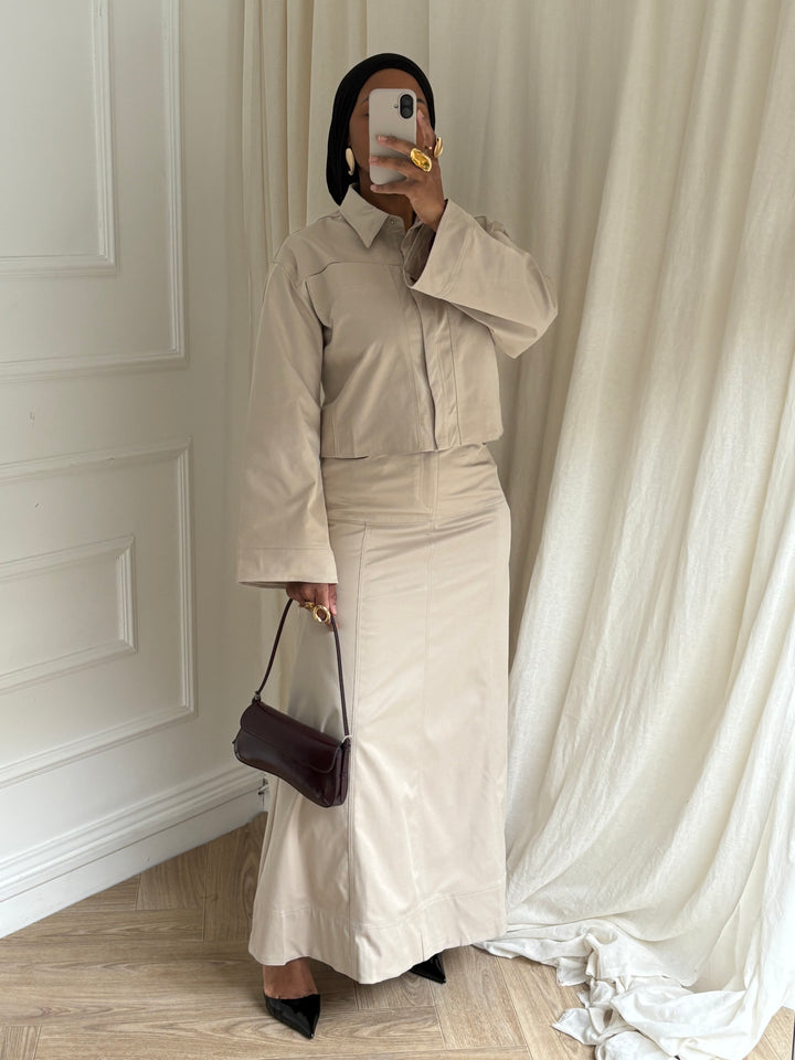 ENSEMBLE JUPE STRUCTURÉ BEIGE