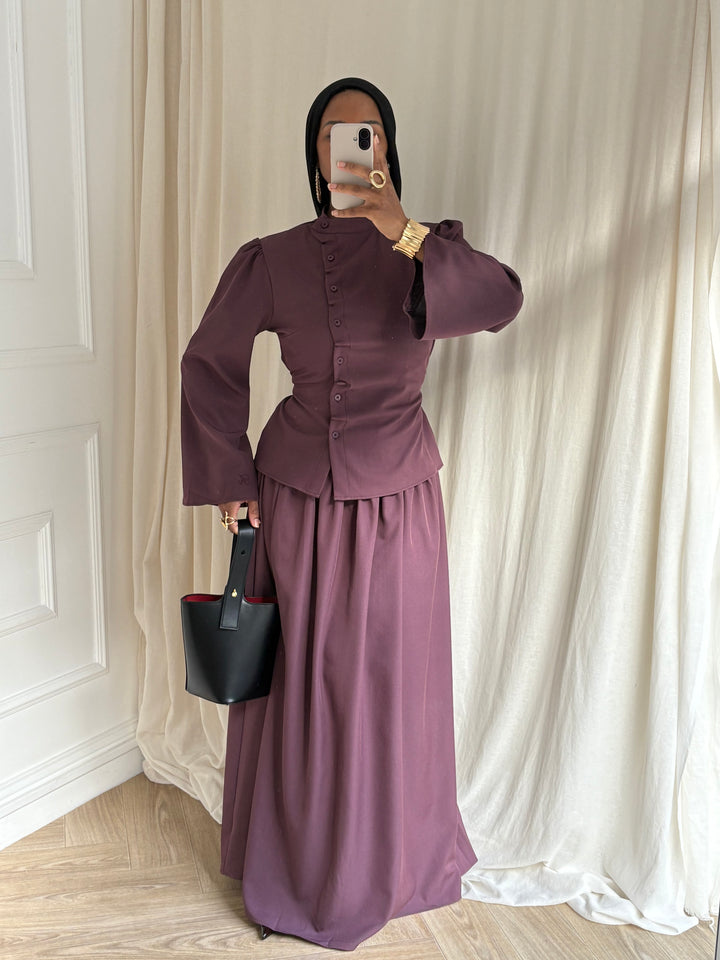 ENSEMBLE JUPE TAILLEUR PRUNE