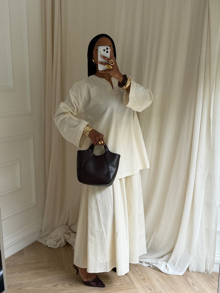 ENSEMBLE JUPE RIM BEIGE