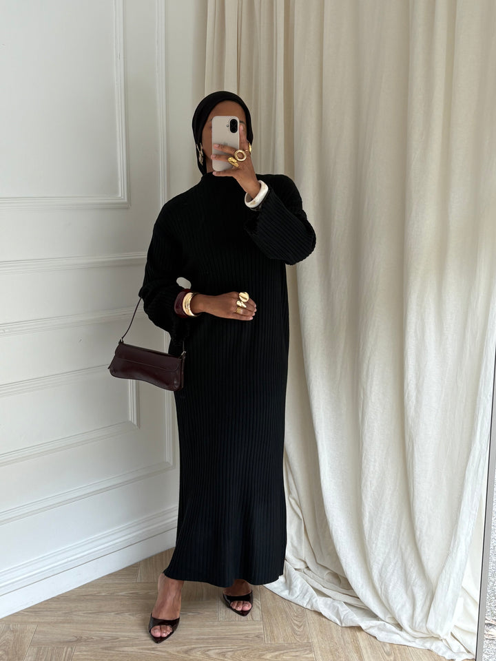 ROBE LONG EN MAILLE NOIRE
