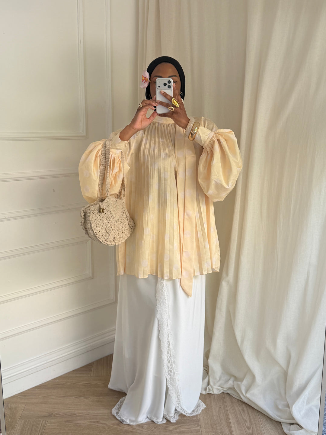 BLOUSE PLISSÉE PEAS JAUNE