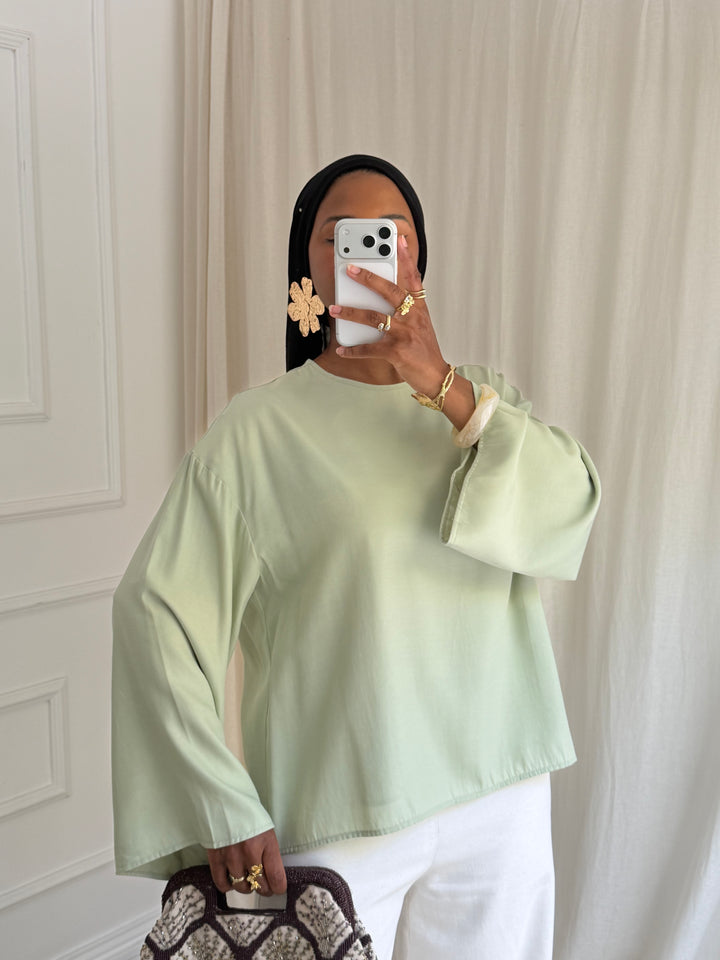 BLOUSE BASIC SATIN VERT