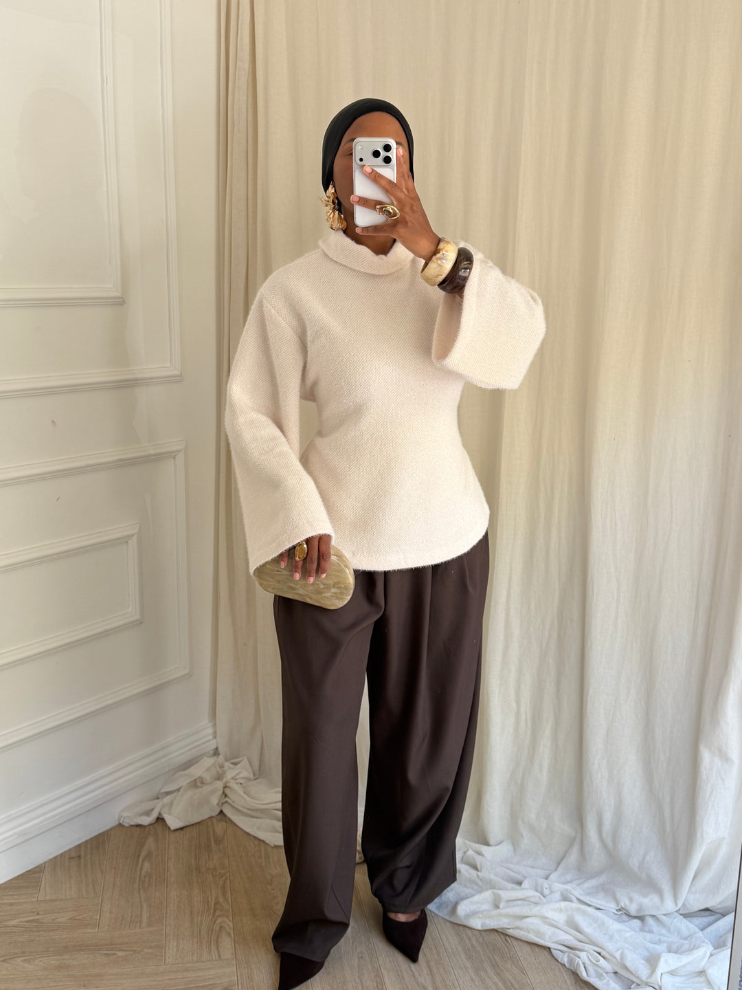 PULL COL MONTANT BLANC