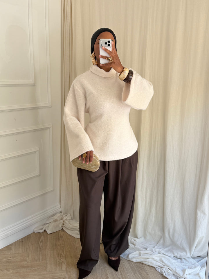 PULL COL MONTANT BLANC