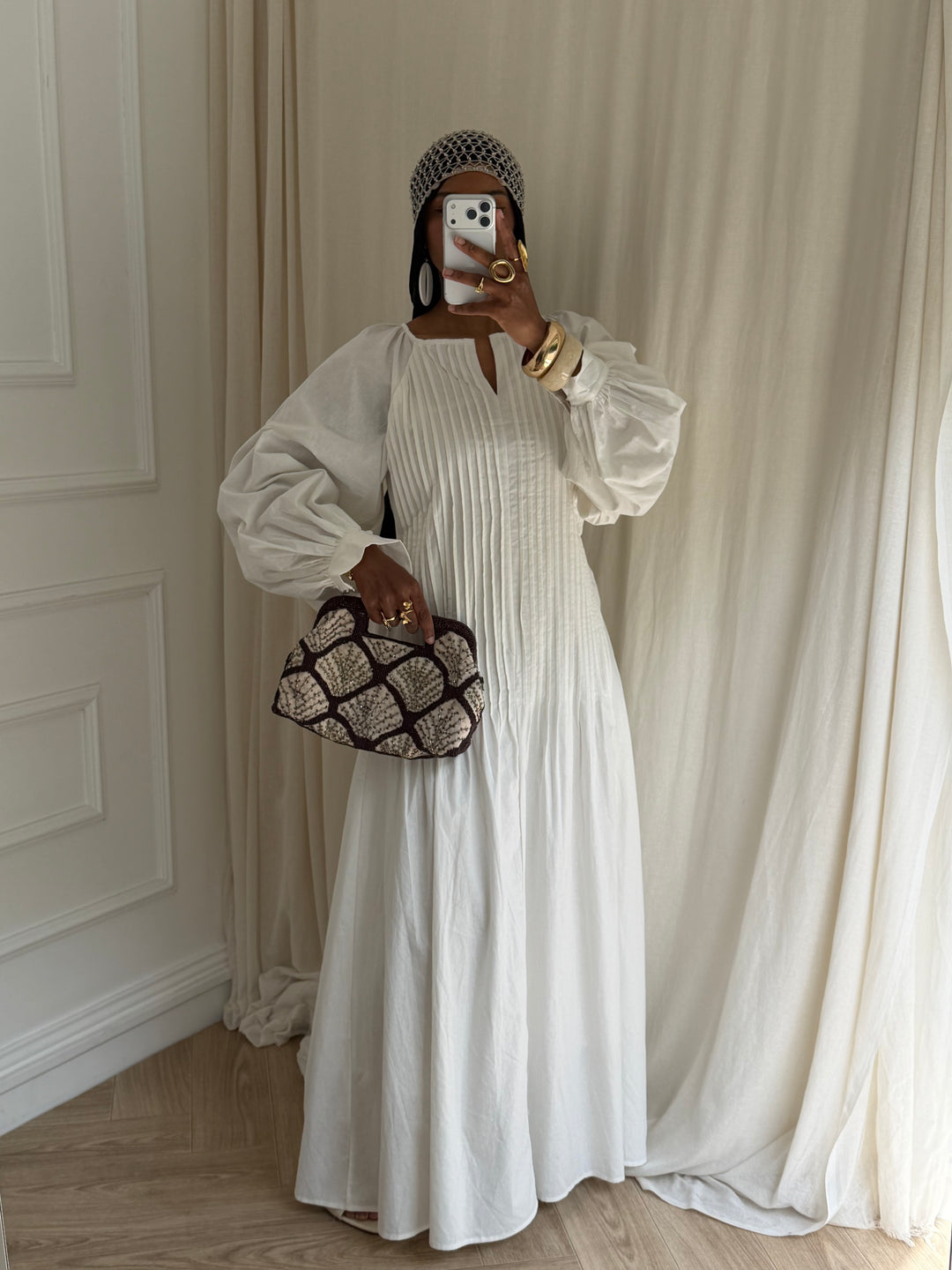 ROBE PLISSÉE COTON BLANCHE