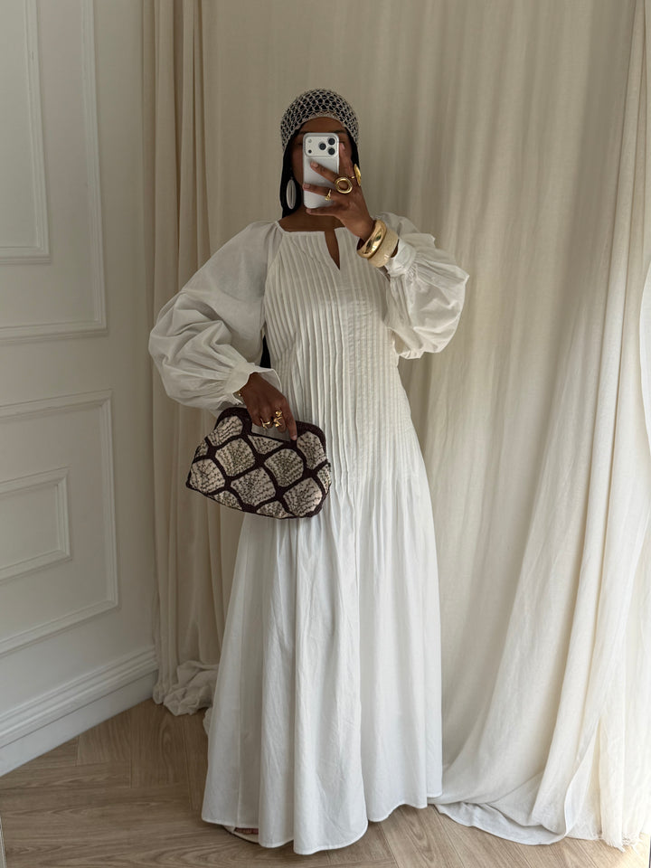 ROBE PLISSÉE COTON BLANCHE