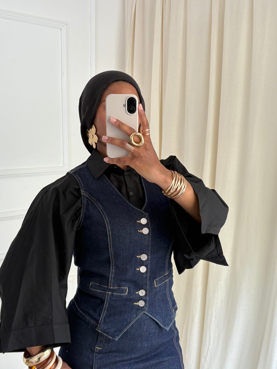 LA VESTE DENIM SANS MANCHES