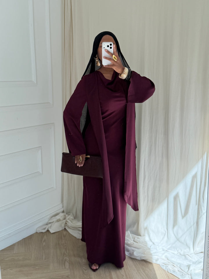 ROBE LONGUE CAPE PRUNE
