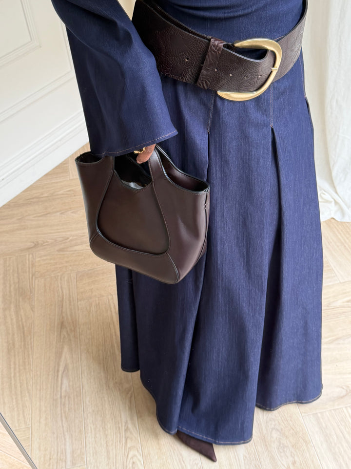 JUPE ÉVASÉE PLISSÉE DENIM