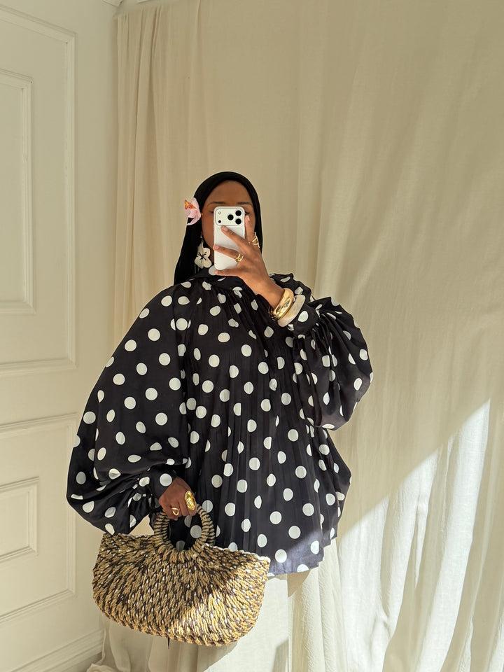 BLOUSE PLISSÉE PEAS NOIRE