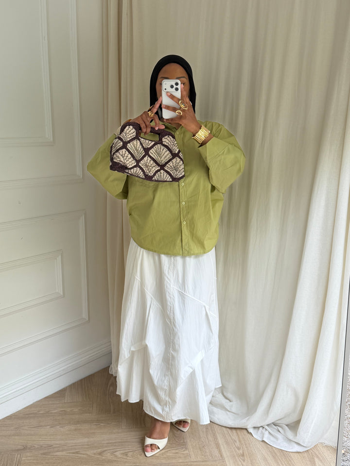 BLOUSE OVERSIZE COTON OLIVE