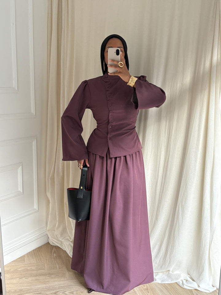 ENSEMBLE JUPE TAILLEUR PRUNE
