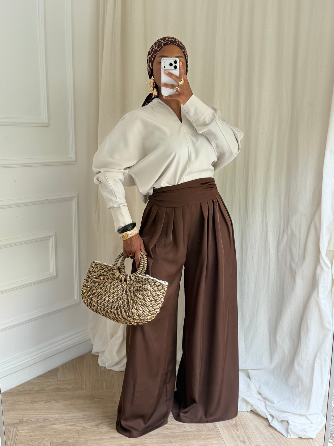 PANTALON LARGE MARRON