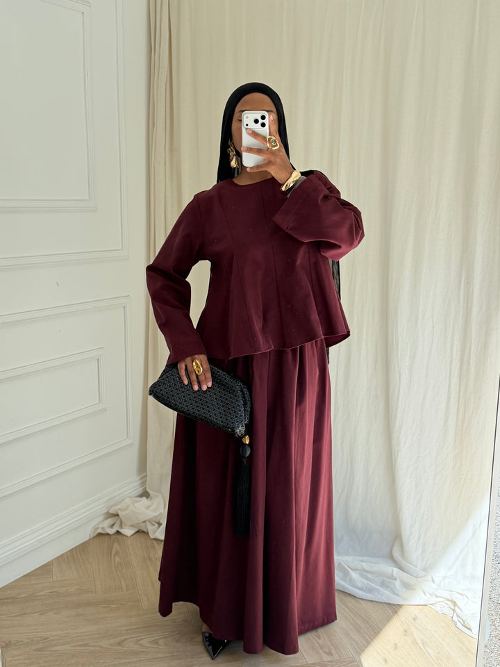 ENSEMBLE JUPE COTON BORDEAUX