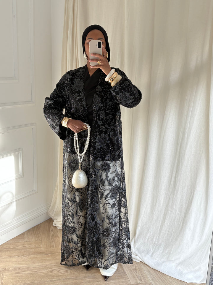 SET KIMONO GLITTER NOIR