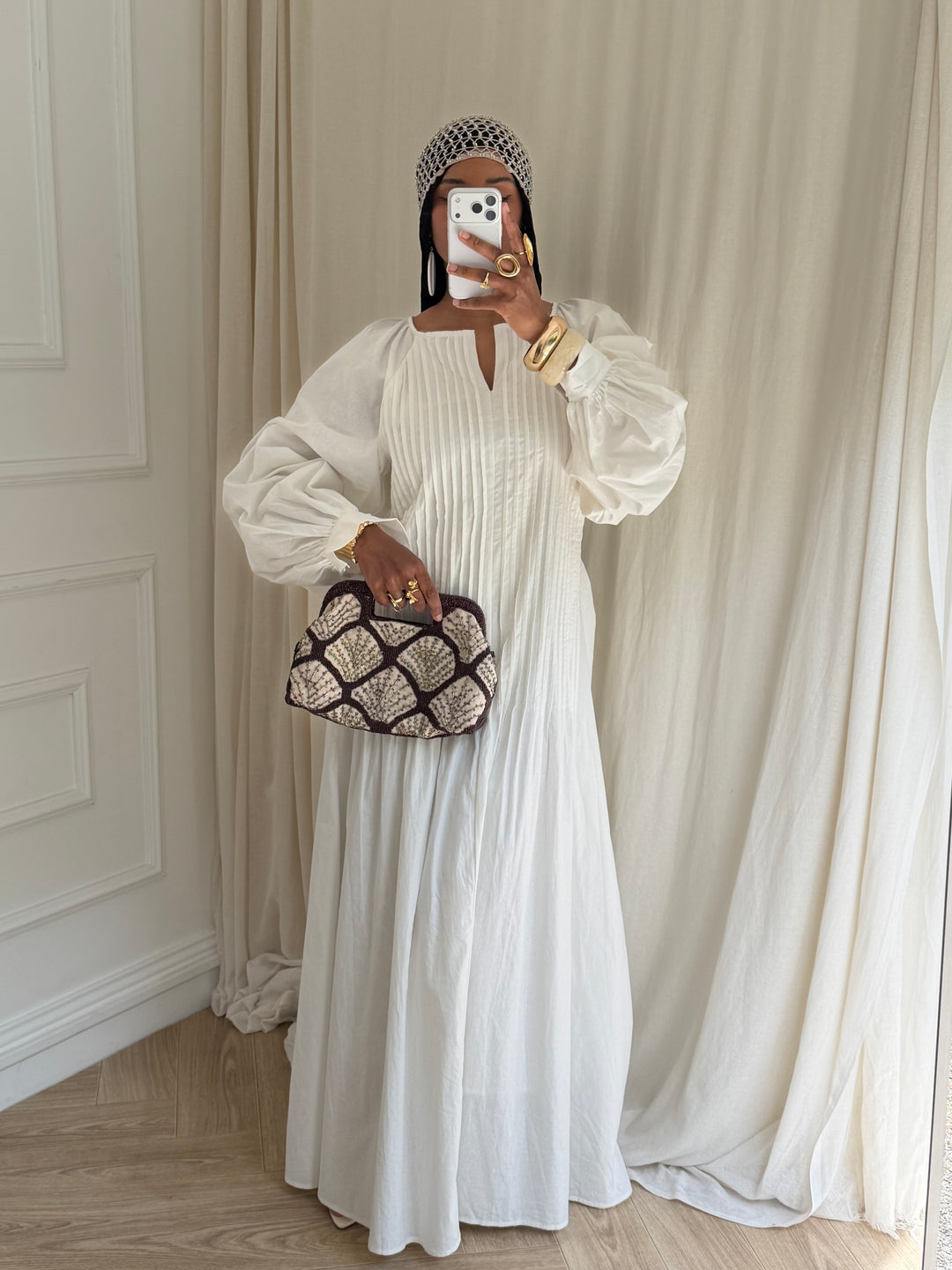 ROBE PLISSÉE COTON BLANCHE