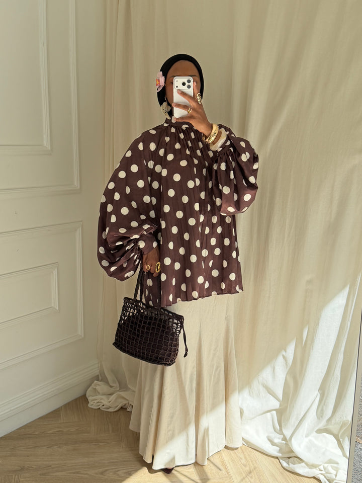 BLOUSE PLISSÉE PEAS CHOCOLAT