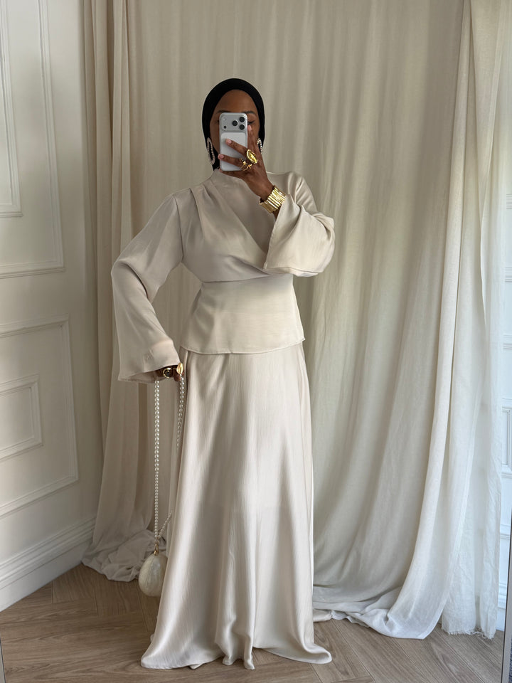 ENSEMBLE JUPE DRAPÉE BEIGE