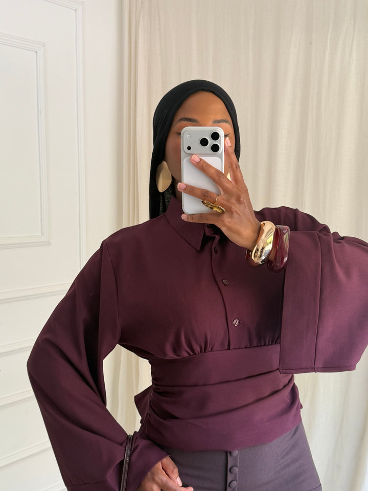 BLOUSE CINTRÉ BOUTONS BORDEAUX