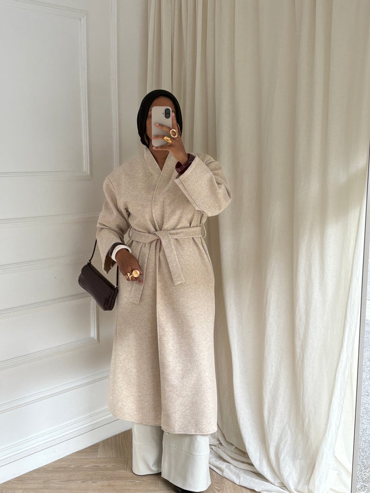 MANTEAU LONG CEINTURE BEIGE