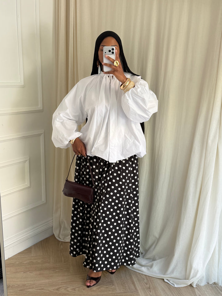 BLOUSE À COTON BOULE BLANCHE