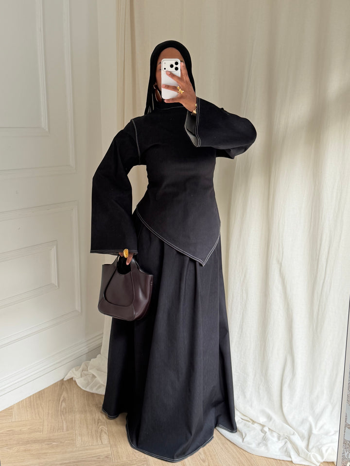 SET JUPE STYLE JEAN NOIR