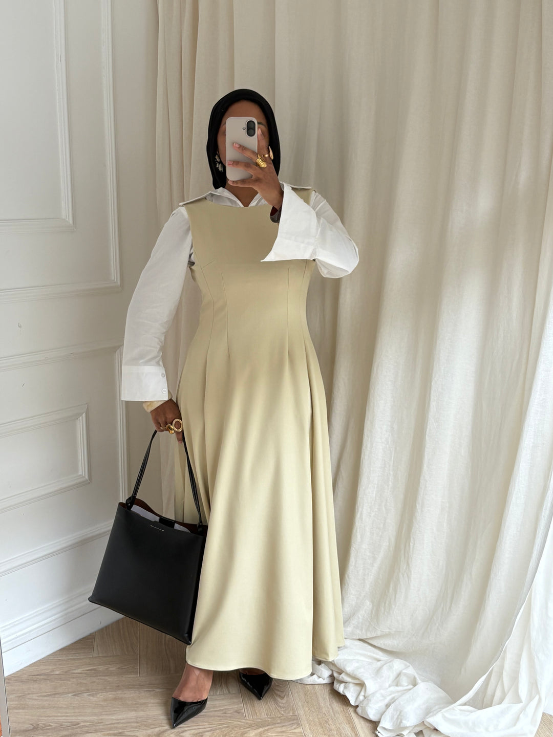 ROBE TAILLEUR VERT AMANDE