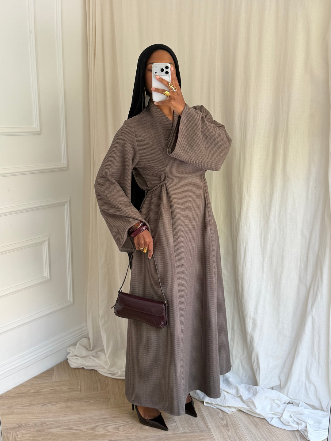 ROBE EN MAILLE TAUPE