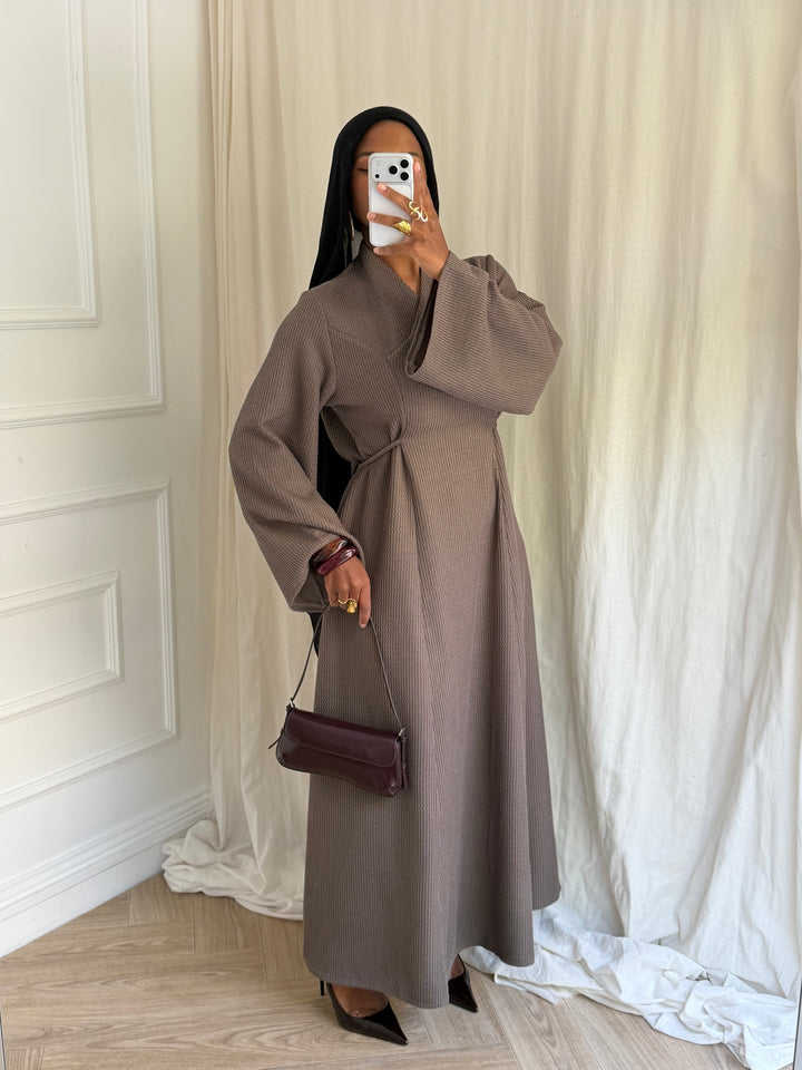 ROBE EN MAILLE TAUPE