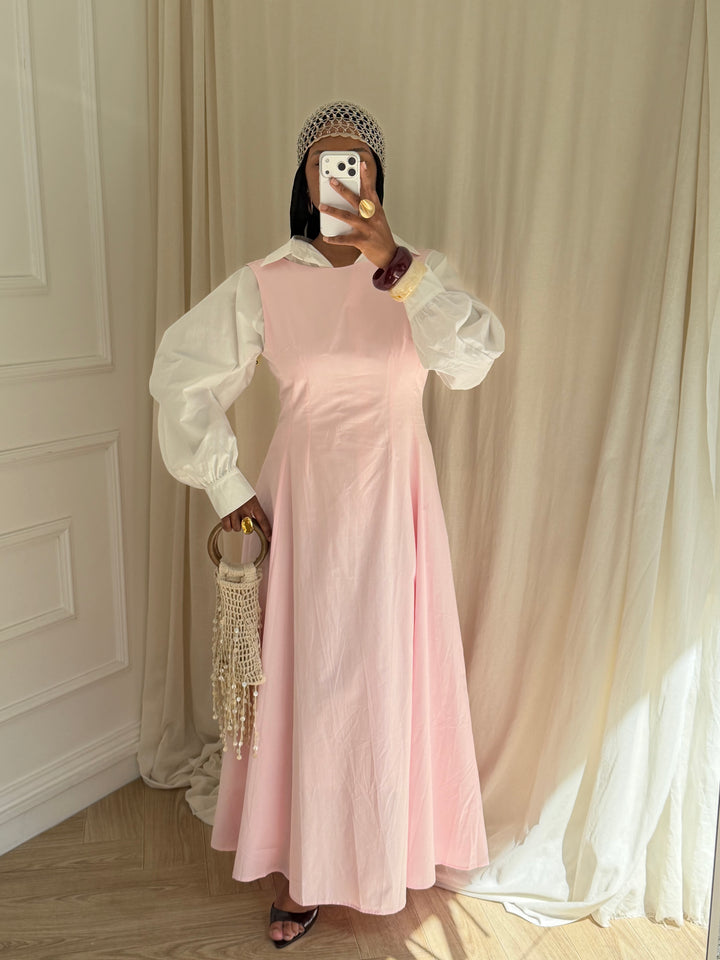 ROBE SANS MANCHES COTON ROSE