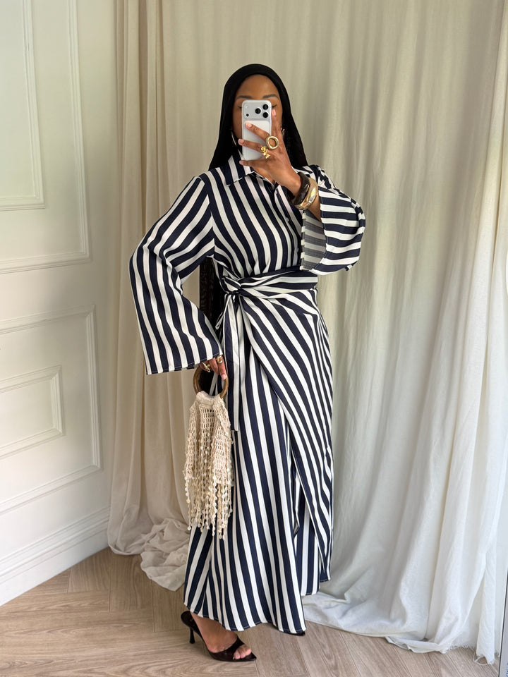 ROBE À RAYURES MAELYS BLEU MARINE