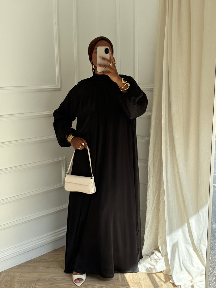 ROBE ESSENCE MANCHES BOUFFANTES NOIRE