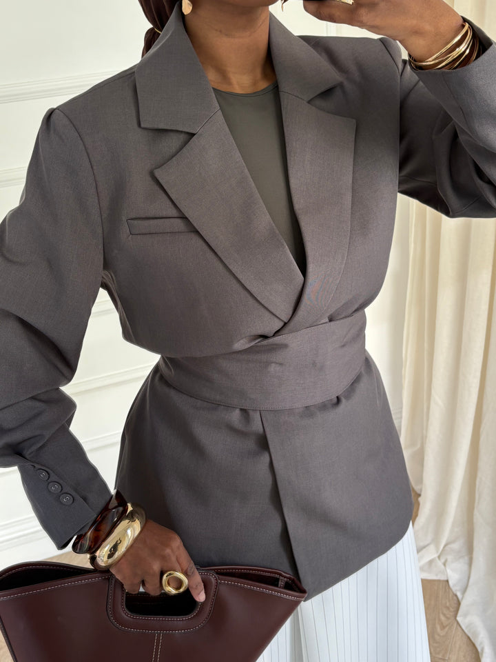 BLAZER PREMIUM CEINTURE GRIS FONCÉ