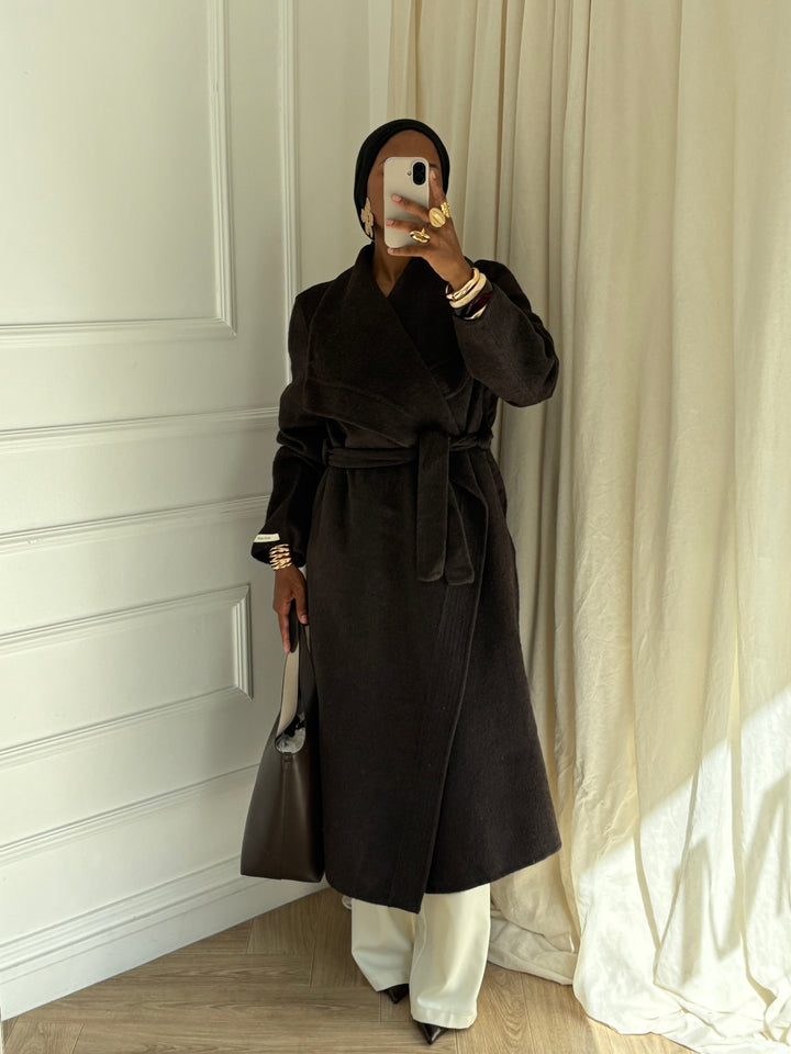 MANTEAU LONG JANE - Collection Luxe COFFEE