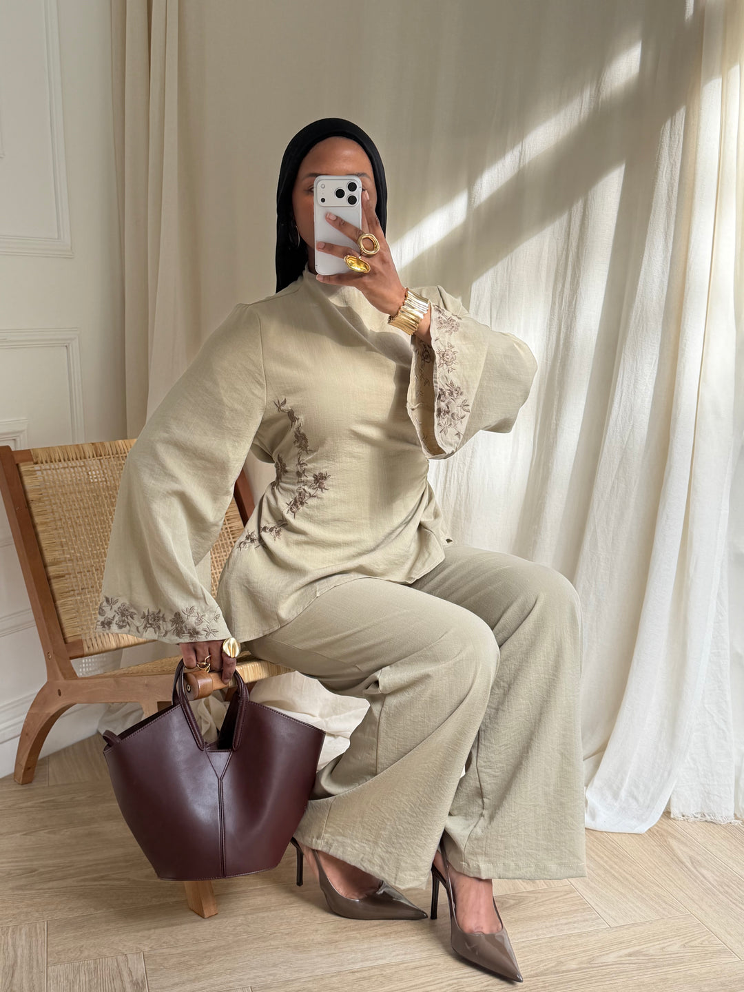 ENSEMBLE BRODERIE TAUPE