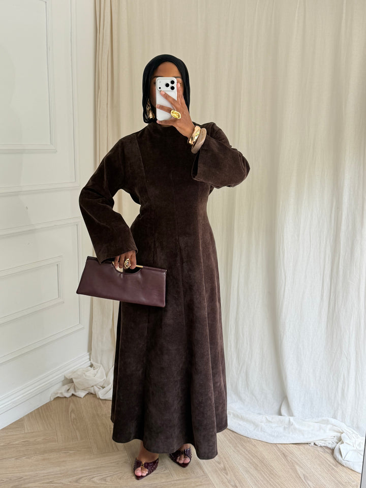 ROBE STYLE VELOURS MARRON