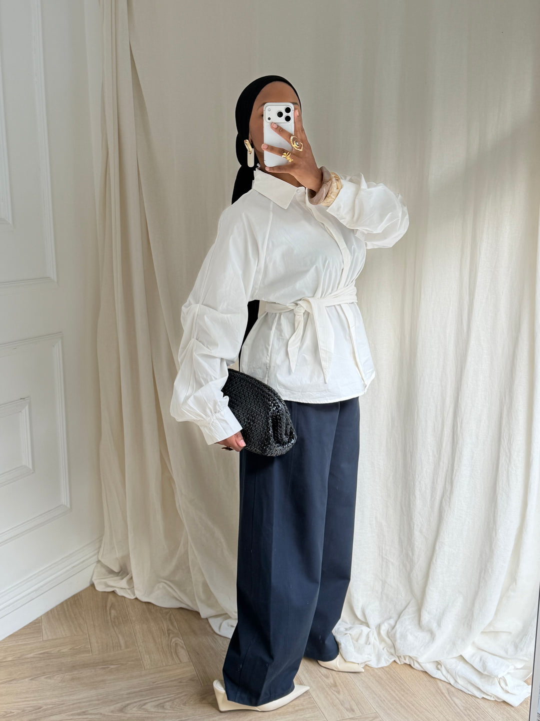 CHEMISE MANCHES BOUFFANTES  
 BLANC