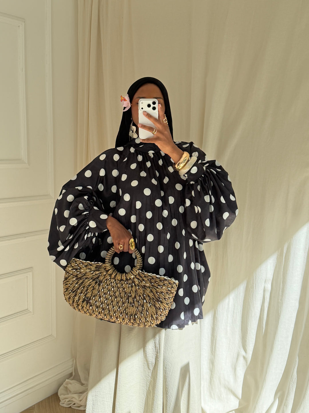 BLOUSE PLISSÉE PEAS NOIRE