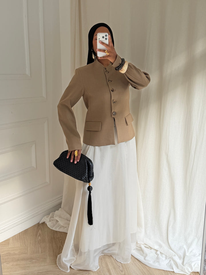 BLAZER PREMIUM COURT À BOUTONS CAMEL