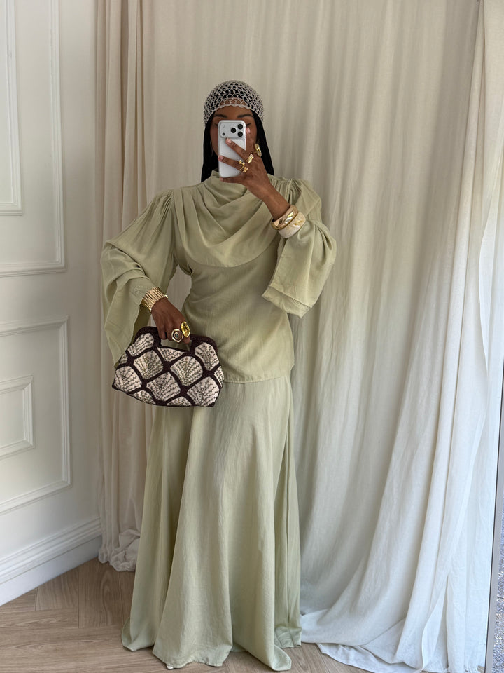 ENSEMBLE HANNA VERT AMANDE