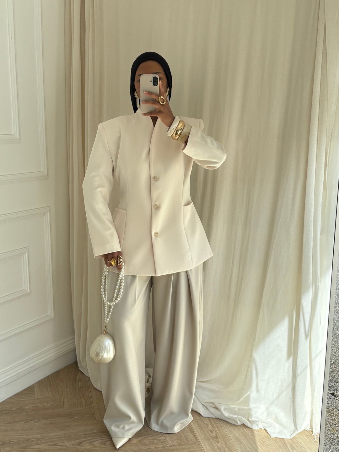 BLAZER CINTRÉ BOUTONS BEIGE CLAIR