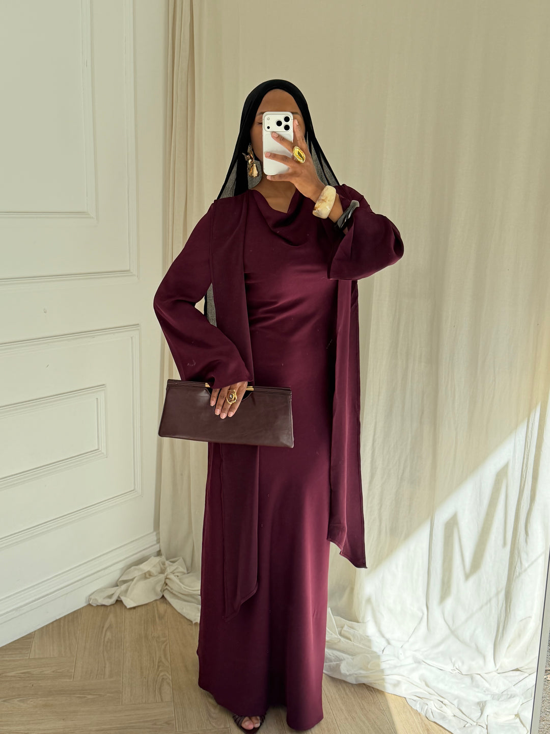 ROBE LONGUE CAPE PRUNE