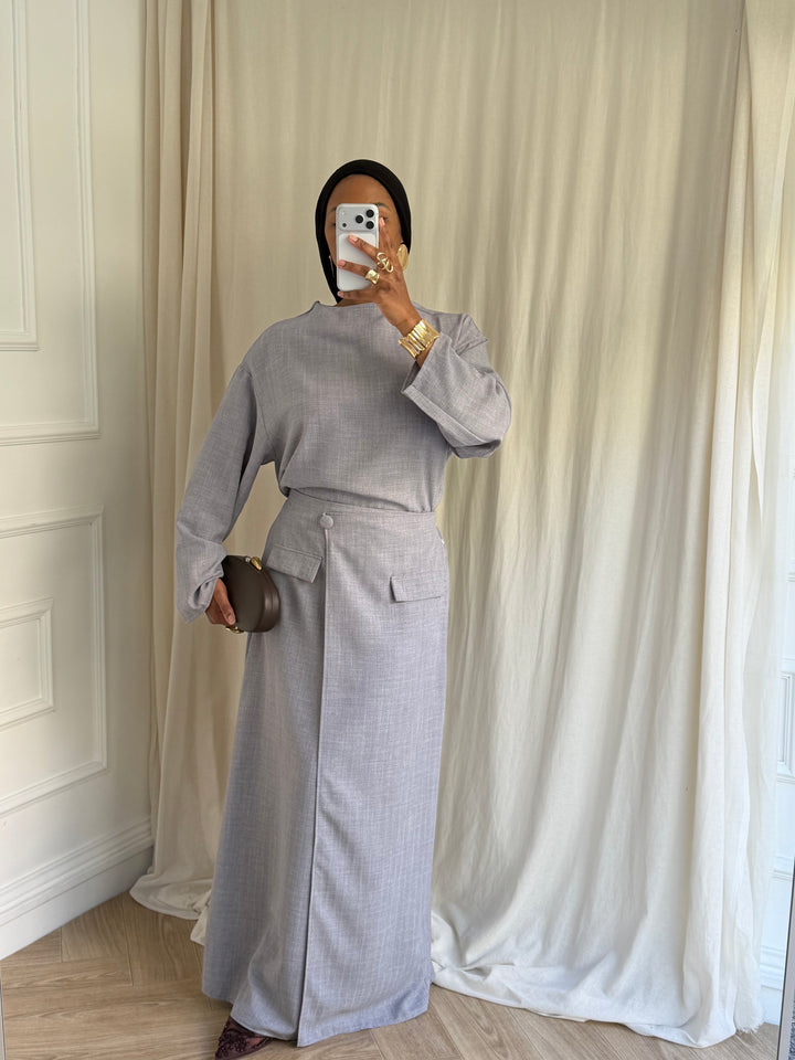 ENSEMBLE JUPE MARIAH GRIS CLAIR