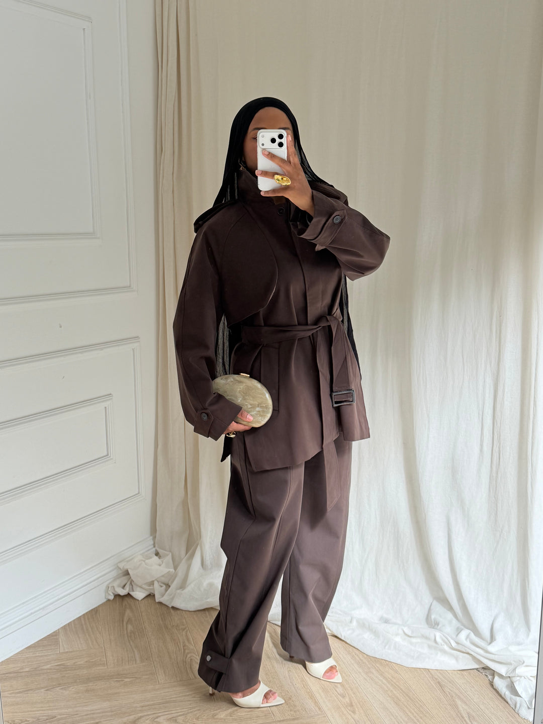 PANTALON TRENCH MARRON
