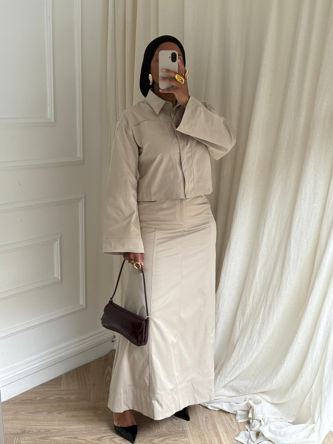 ENSEMBLE JUPE STRUCTURÉ BEIGE