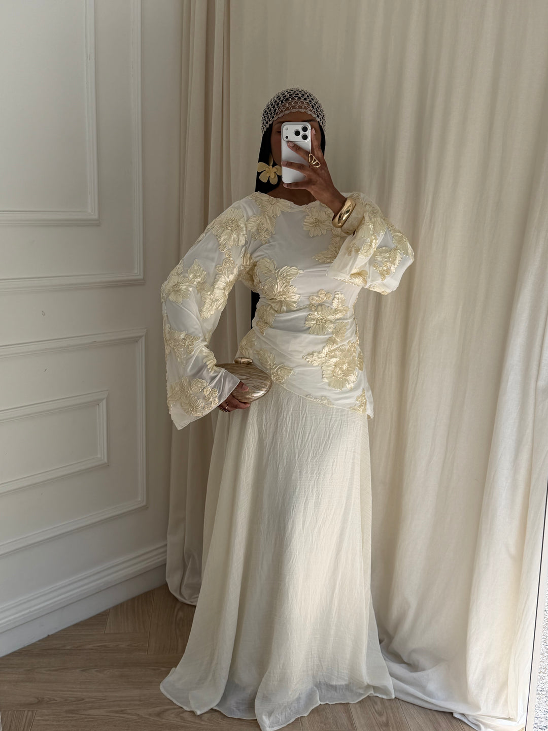 BLOUSE YASMEEN BLANCHE et OR