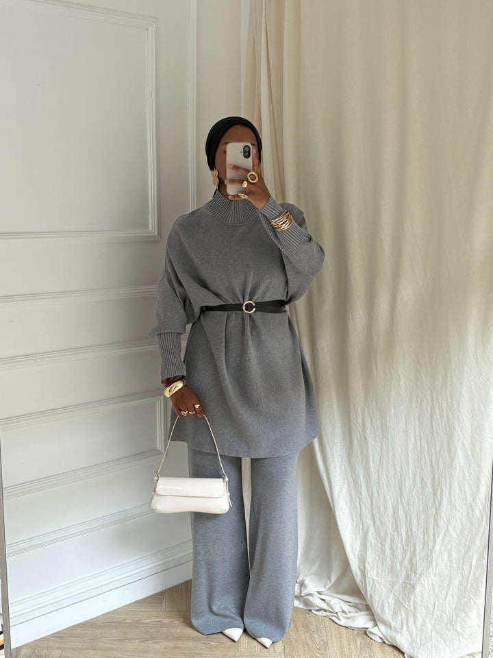 ENSEMBLE PULL CINTRÉ GRIS
