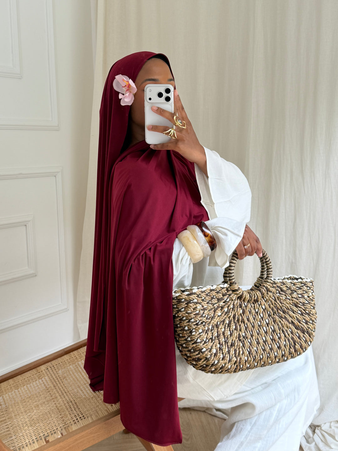 MAXI HIJAB JERSEY LIQUID BORDEAUX