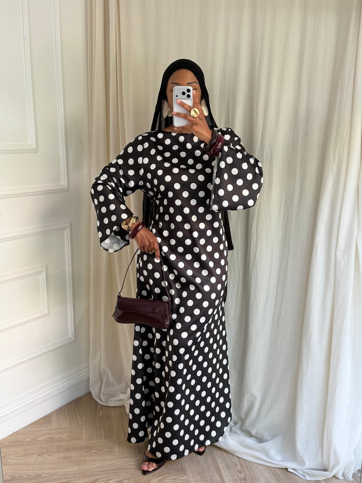 ROBE À GRAND POIS NOIRE