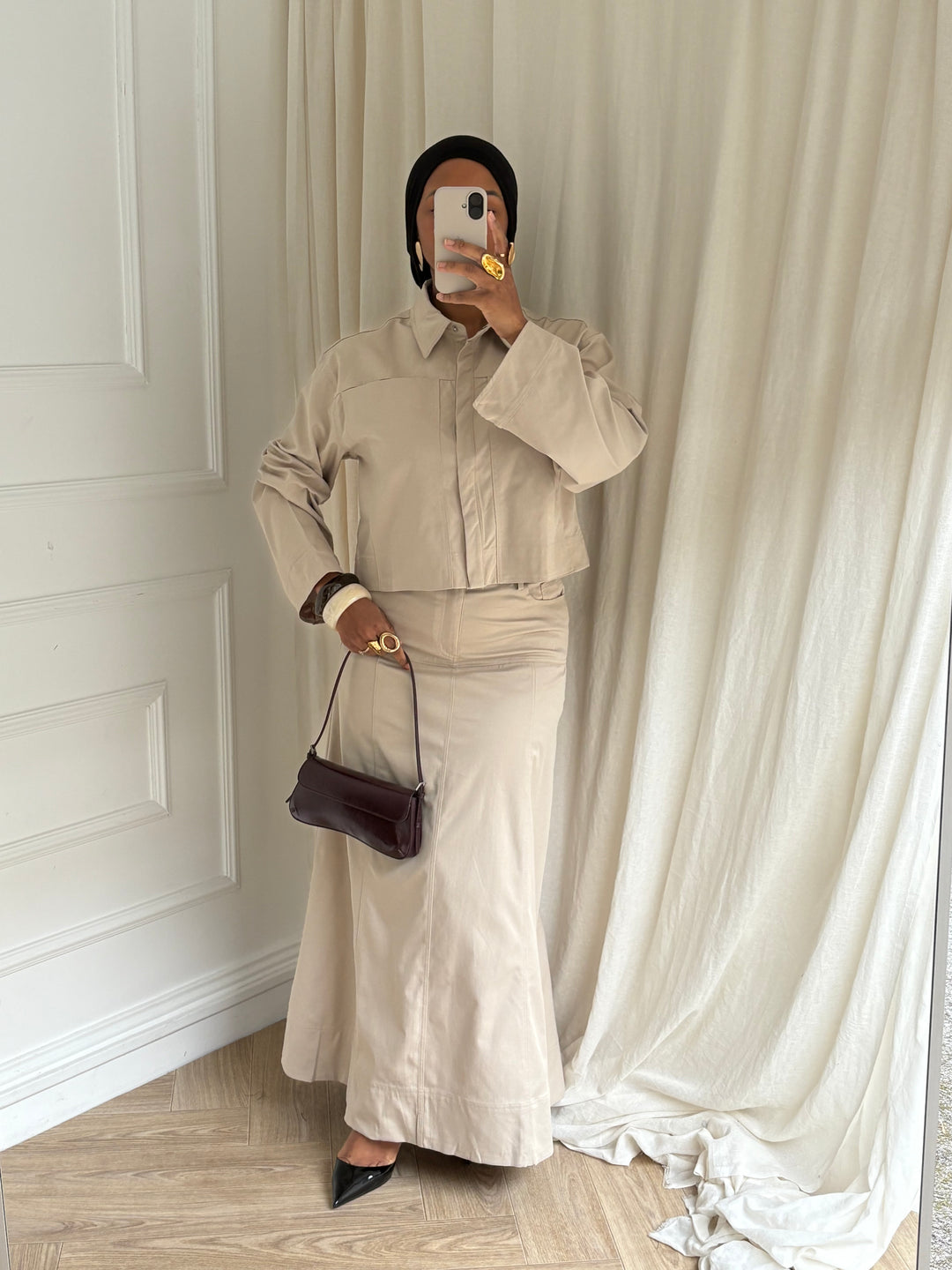 ENSEMBLE JUPE STRUCTURÉ BEIGE